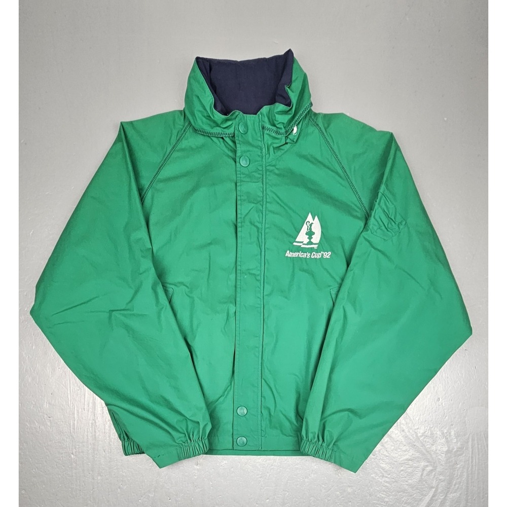 Vintage NAUTICA Jacket Mens XL America's Cup 92 Team Green Sailing Hoodied